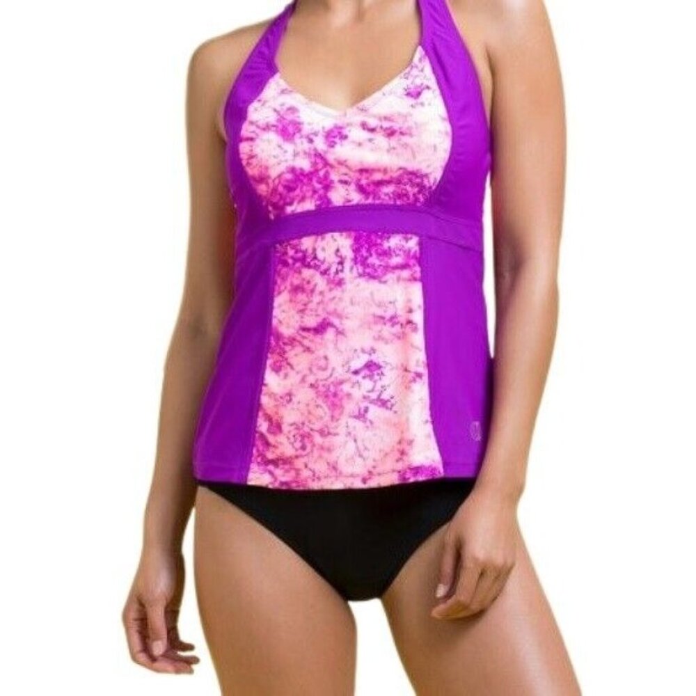 NWT Balance Collection Pink Blaze XL Halter Athletic Tankini Swim Top 115776